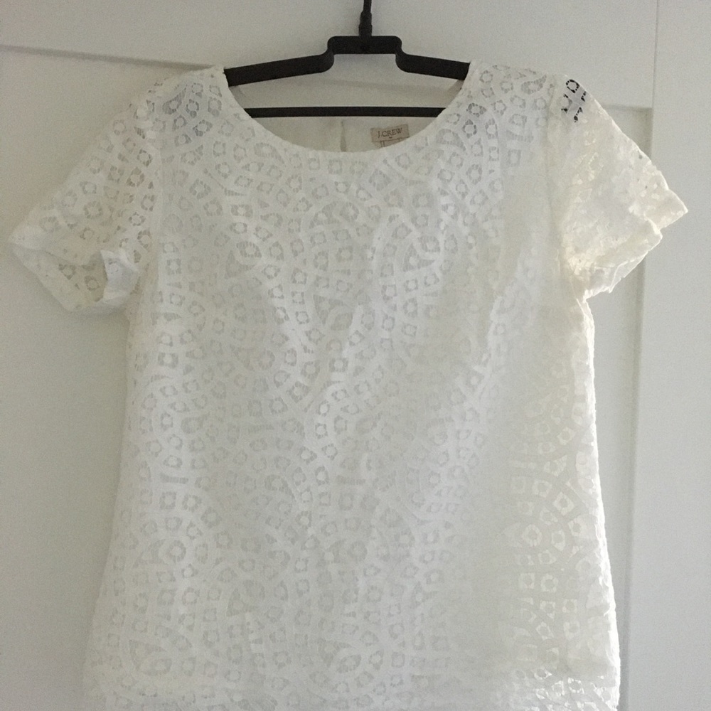 J. Crew White Lace Blouse